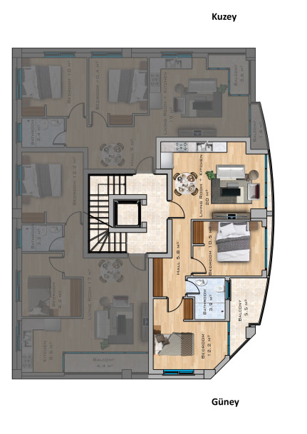 GİRNE MERKEZDE SATILIK SIFIR 2+1 DAİRE-14