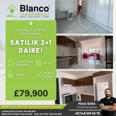 LEFKOŞA/GÖNYELİ' DE 2+1 SATILIK DAİRE