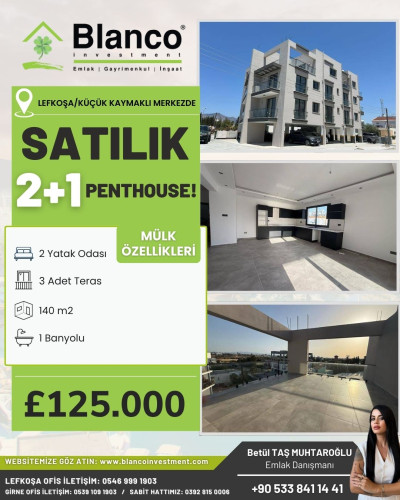 LEFKOŞA/KÜÇÜK KAYMAKLI MERKEZDE 2+1 PENTHOUSE KİRALIK